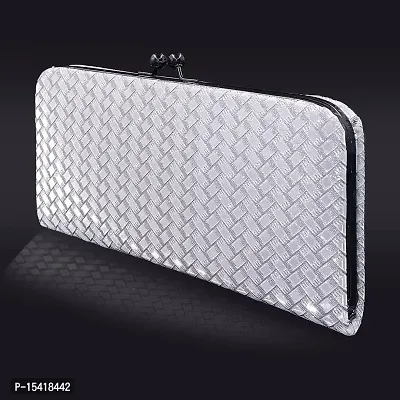 NUREV 3D Bricks Checks design PU-LEATHER Shining  Glittering material Hand Wallet Clutch for women-thumb3