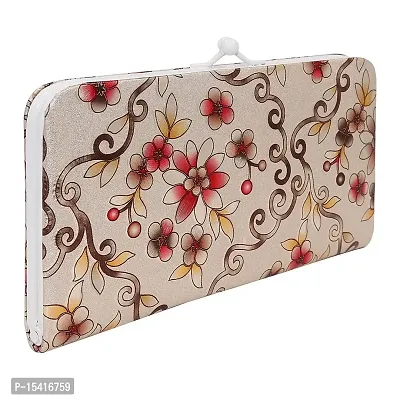 NUREV Vintage Bridal 3D Floral print Clutch PU-LEATHER Shining  Glittering material Hand Wallet/Clutch Purse-thumb3
