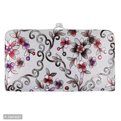 NUREV Vintage Bridal 3D Floral print Clutch PU-LEATHER Shining  Glittering material Hand Wallet/Clutch Purse-thumb0