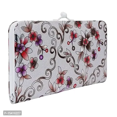 NUREV Vintage Bridal 3D Floral print Clutch PU-LEATHER Shining  Glittering material Hand Wallet/Clutch Purse-thumb2