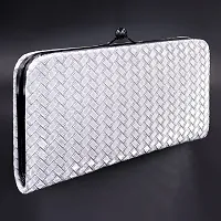 NUREV 3D Bricks Checks design PU-LEATHER Shining  Glittering material Hand Wallet Clutch for women-thumb1