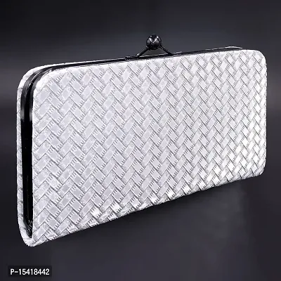 NUREV 3D Bricks Checks design PU-LEATHER Shining  Glittering material Hand Wallet Clutch for women-thumb2