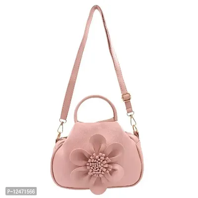 Stylish Light Pink PU Leather Solid Handbags For Women-thumb0