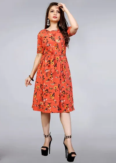 WOMEN'S STYLISH FLORAL PRINT WESTERN DRESS