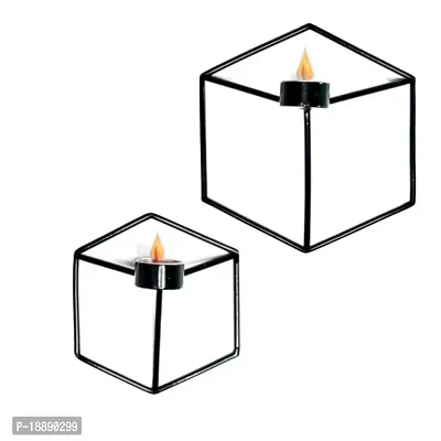 INSIGNIA DECOR 3D Cube Tealight candle holder for room decoration (Pack of 2)