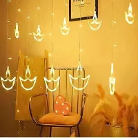 GTS Diwali Hanging Diya LED Curtain String Warm White Lights, Window Curtain Lights with 8 Flashing Modes Decoration for Christmas, Wedding, Party, Navratri, Diwali, Home D?cor 12 diyas String-thumb2