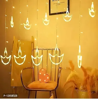 GTS Diwali Hanging Diya LED Curtain String Warm White Lights, Window Curtain Lights with 8 Flashing Modes Decoration for Christmas, Wedding, Party, Navratri, Diwali, Home D?cor 12 diyas String-thumb3