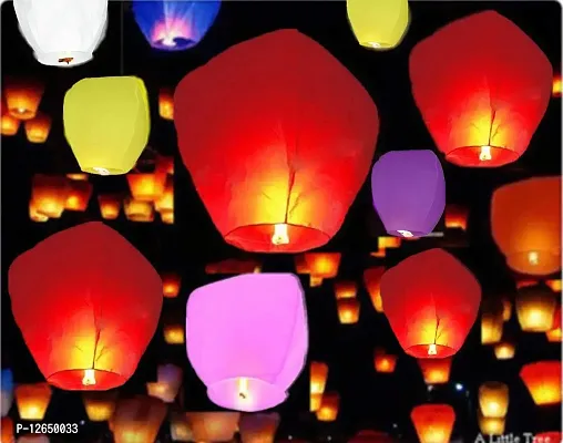 GreenUniverse Sky Lanterns Wishing Candle Hot Air Balloon for Diwali/Marriage,Christmas/All Festival Multi-Color (Air Balloon, Pack of 10)-thumb0