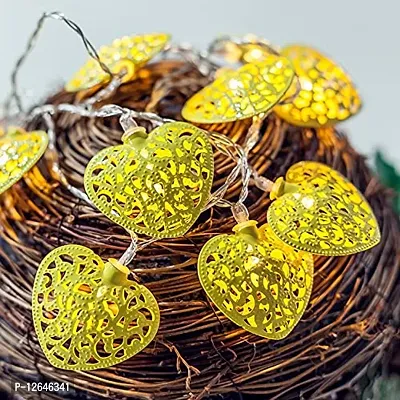 GreenUniverse 5 Meter LED String Golden Iron Metal Heart Shape Lights Ornament for Indoor Outdoor Decoration | Copper String Fairy Light for Home,Office, Diwali, Eid & Christmas (Heart Checks)-thumb5