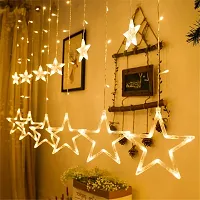 AARNAVKART Acrylic 138 LED Curtain String Lights with 8 Flashing Modes Decoration(12 Stars, Yellow)-thumb1