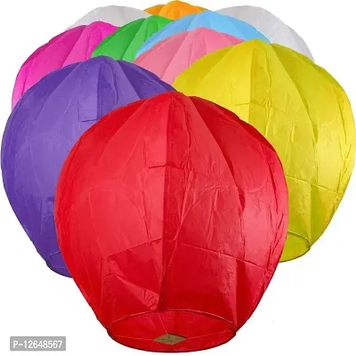 GTS Sky Lanterns Wishing Candle Hot Air Balloon for Diwali/Marriage/Christmas/All Festival Multi-Color (Air Balloon, Pack of 10)