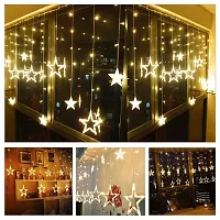 Dynamic Delivers 12 Stars LED Curtain String Lights Window Curtain Led Lights for Decoration with 8 Flashing for Christmas, Wedding, Party, Home, Patio Lawn-thumb2