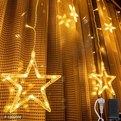 12 Stars 138 LED Star Lights, Curtain String Lights for Bedroom with 8 Lighting Modes,Waterproof Window Lights Ramadan Decorations, Wedding,Garden Christmas Decorations Lights - Warm White