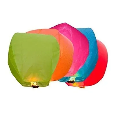 GreenUniverse Sky Lanterns Wishing Candle Akash Kandil Hot Air Balloon for Diwali Marriage Christmas Party Celeberation Wedding All Festival Multi-Color (Pack of 5)