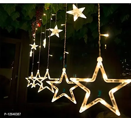 PARIDA Enterprise Stars Curtain String Lights Decorative Star Curtain LED Lights for Diwali Christmas Wedding (10 Star 138 LED 8 Flashing Modes in White Color)-thumb5