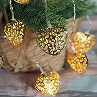 GreenUniverse 5 Meter LED String Golden Iron Metal Heart Shape Lights Ornament for Indoor Outdoor Decoration | Copper String Fairy Light for Home,Office, Diwali, Eid & Christmas (Heart Checks)-thumb3