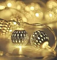 GreenUniverse 5 Meter LED String Golden Iron Metal Star Shape Lights Ornament for Indoor Outdoor Decoration | Morracan Crystal Balls Copper String Fairy Light for Home,Office, Diwali, Eid & Christmas (Mystry Balls)-thumb2