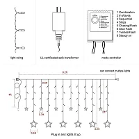 Fresherjilive Plastic Star 136 LED Light with 12 Hanging Stars - Golden-thumb1