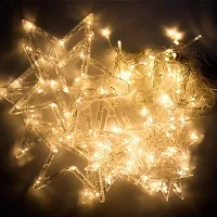 Fresherjilive Plastic Star 136 LED Light with 12 Hanging Stars - Golden-thumb2