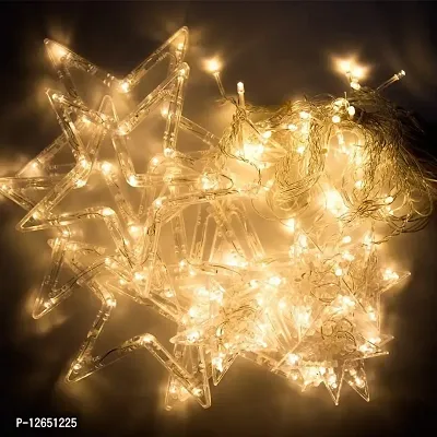 Fresherjilive Plastic Star 136 LED Light with 12 Hanging Stars - Golden-thumb3