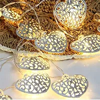 GreenUniverse 5 Meter LED String Golden Iron Metal Heart Shape Lights Ornament for Indoor Outdoor Decoration | Copper String Fairy Light for Home,Office, Diwali, Eid & Christmas (Heart Checks)-thumb2