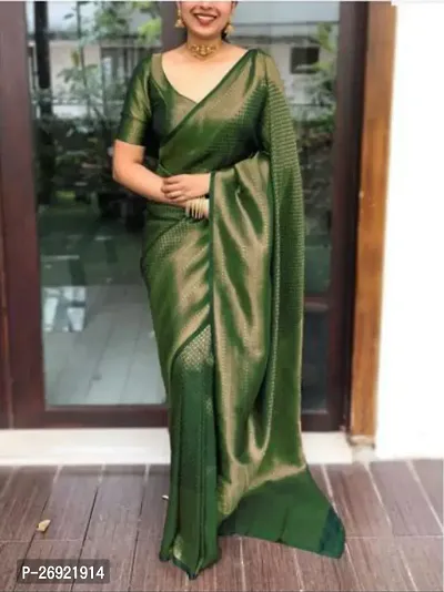 Classic Cotton Saree with Blouse piece For Women-thumb0