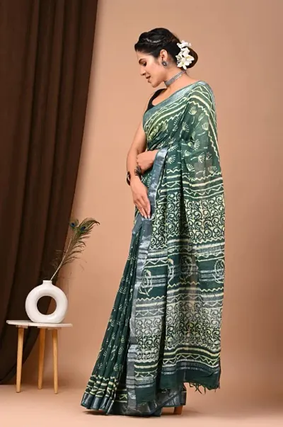 Alluring Linen Saree with Blouse piece 
