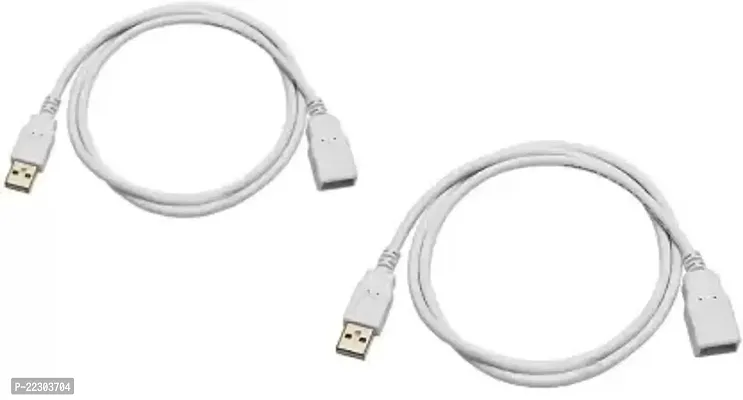Reversible USB 2.0 1.5 m USB 2.0/3.0 Compatible - Full Cooper,High Quality 2 Male And female Extension Cablenbsp;nbsp;(Compatible with Male Female Extension Cable, White, Pack of: 2)-thumb0