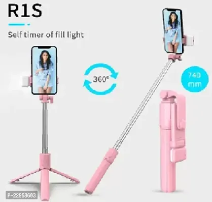 Sharp beak reg; Best Buy pink R1S LED Fill Light Tripod Selfie Stick for Vlogging/Photography Bluetooth Selfie Stick  (Black, Remote Included)-thumb0