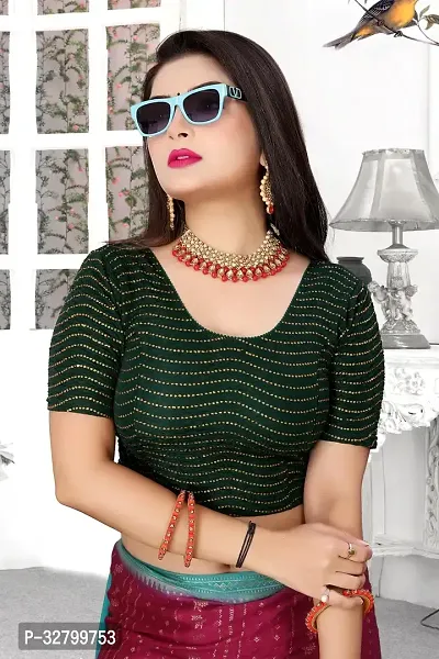 Reliable Green Crush Self Pattern Stitched Blouses For Women-thumb2