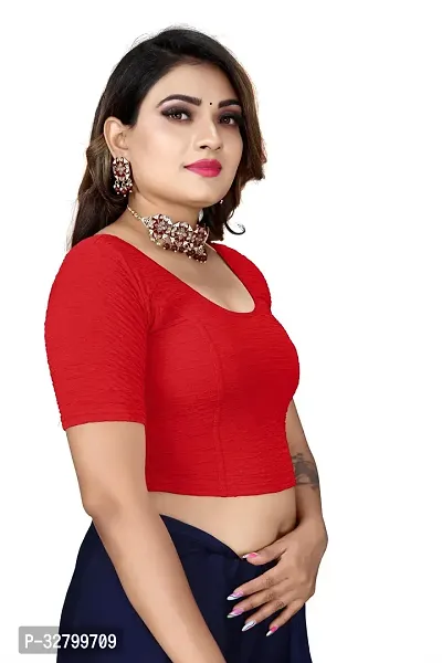 Reliable Red Lycra Blend Self Pattern Stitched Blouses For Women-thumb0