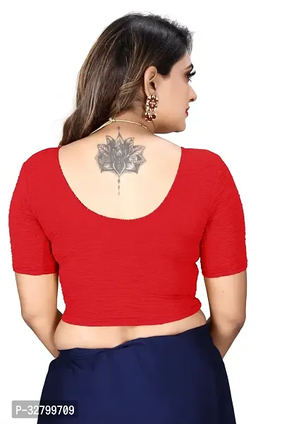 Reliable Red Lycra Blend Self Pattern Stitched Blouses For Women-thumb3