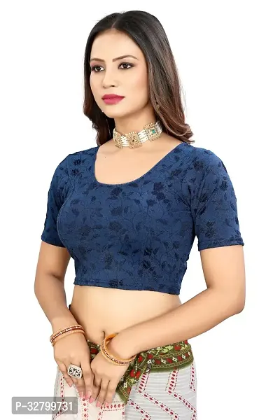 Reliable Blue Brasso Self Pattern Stitched Blouses For Women-thumb0