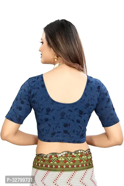 Reliable Blue Brasso Self Pattern Stitched Blouses For Women-thumb3