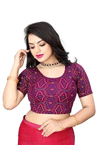 Stylish Magenta Cotton Blend Foil Print Stitched Blouse For Women-thumb3