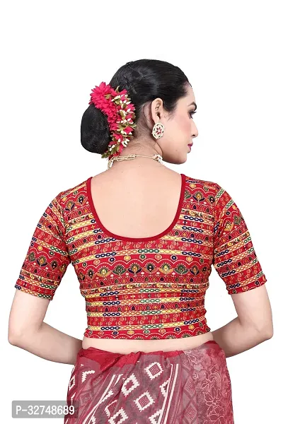 Stylish Cotton Blend Round Neck Stitched Blouse For Women-thumb3