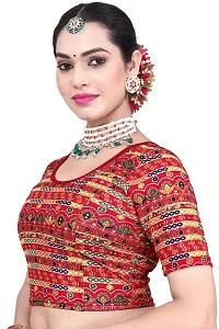 Stylish Cotton Blend Round Neck Stitched Blouse For Women-thumb1