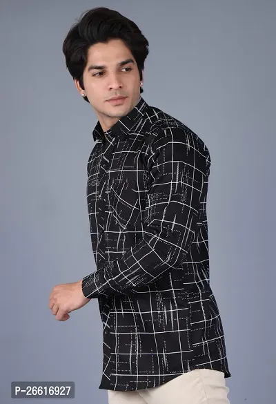 Stylish Black Cotton Checked Casual Shirts For Men-thumb4