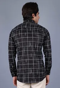 Stylish Black Cotton Checked Casual Shirts For Men-thumb1