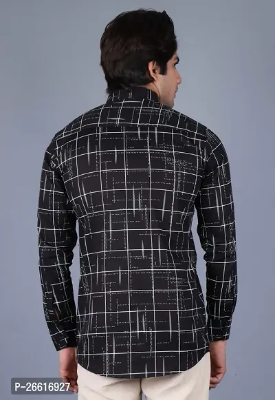 Stylish Black Cotton Checked Casual Shirts For Men-thumb2