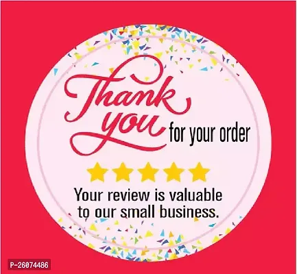 1.5 inch Thank you for your Order Review stickers (Pcs of 100) Self Adhesive Sticker (Pack of 100)