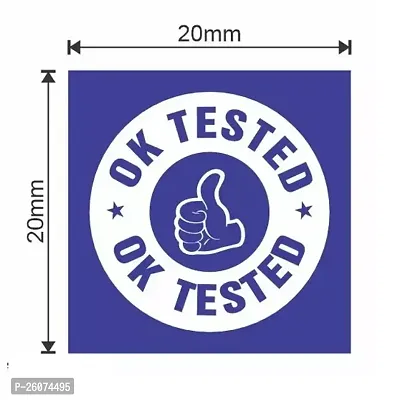 Ok Tested Stickers Label Small Size 20 mm Square Paper Blue Self Adhesive Stickers (Pack of 500 pcs)