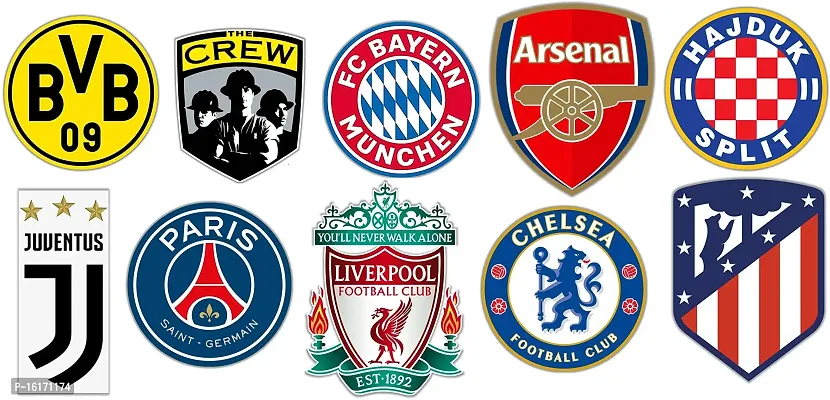 UNIq Random 10 Stickers of Professional Football/Soccer Club Logo Stickers Colorful Waterproof Stickers-thumb0