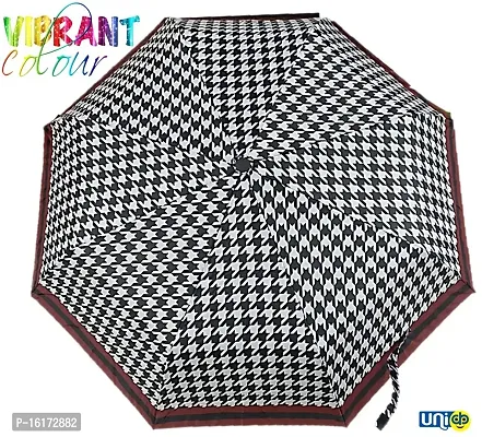 Selling Uniqness Automatic Open Function 3-Fold UV Protection Compact Lightweight Windproof with Anti-Slip Grip Zig-zag Design Umbrella for Men and Women (Black)