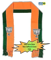 uniq Bharatiya Janata Party ? BJP Saffron/Bhagwa-Green Narendra Modi Ji Style Gandhi Topi/Cap WITH Two Color Scarf - BJP Flaunt Unisex Dupatta - Roto Fatka 100% Cotton Fabric-thumb4