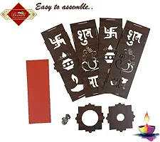 UNIq Diwali Wooden Handmade Diwali Kandil with Diwali Cut Out Symbols on All Sides, Decorative Diwali Lamp for Home Decoration, Hanging Light Lantern (Multicolor)-thumb1