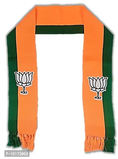 UNIq Bharatiya Janata Party ? BJP Flag Design Neon/Flurorescent Scarf - BJP Flaunt Unisex Dupatta - Roto Fatka in 100% Cotton Fabric ? 58 Inch Size Dual Colour-thumb4