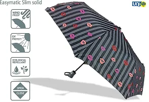 Selling Uniqness Automatic Open Function 3-Fold UV Protection Compact Lightweight Windproof with Anti-Slip Grip Kisses Design Umbrella for Men and Women (Grey)-thumb1