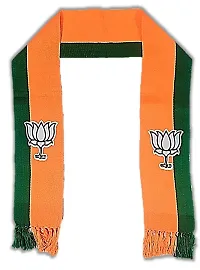 uniq Bharatiya Janata Party ? BJP Bhagwa/Orange-Green NaMo Style Gandhi Topi/Cap WITH Dual Color Scarf - BJP Flaunt Unisex Dupatta - Roto Fatka in 100% Cotton Fabric-thumb2