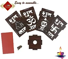 UNIq Diwali Wooden Handmade Diwali Kandil with Diwali Cut Out Symbols on All Sides, Decorative Diwali Lamp for Home Decoration, Hanging Light Lantern (Multicolor)-thumb1